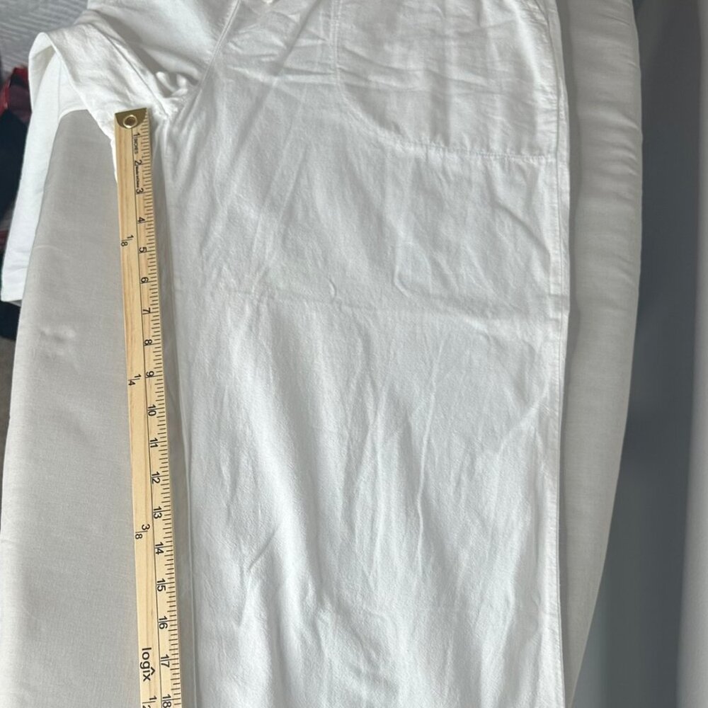 ERIKA White 100% Cotton Capri Ankle Elastic Waist w/‎ Drawstring Women Size LP - Picture 9 of 15